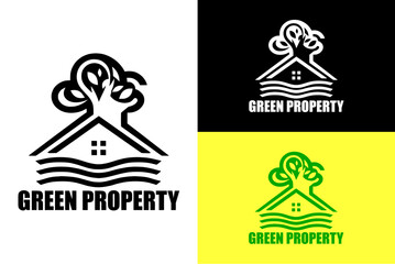 construction company eco friendly property brand house home silhouette realestate agency logo vector