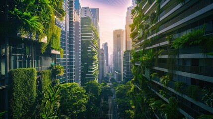 Obraz premium A city with many buildings and trees