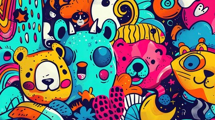 Fototapeta premium doodle cute animal art