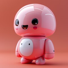 Cute cartoon robot character on a warm background.