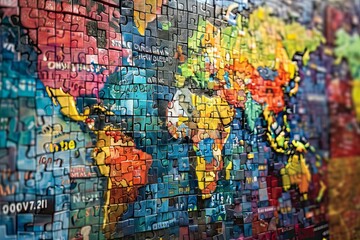 Fototapeta premium Close up colorful mosaic world map