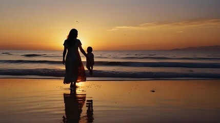 silhouette of a person on the beach at sunset