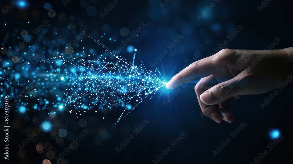 Poster hand touching abstract network ,global network connection concept, abstract concept