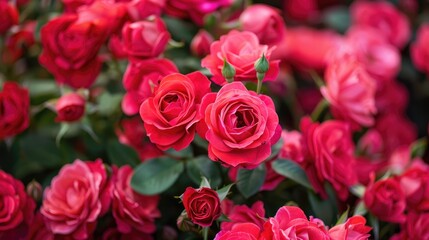 A cluster of vibrant red roses