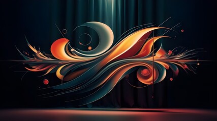 A mesmerizing modern abstract painting, set against a black background, captures the essence of music in a stunning visual display.

The vibrant, colorful palette harmoniously blends shapes and lines