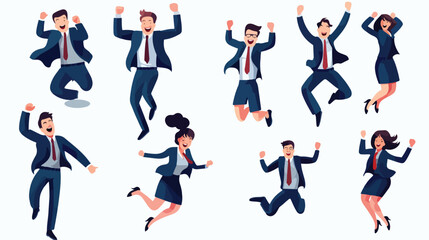 Fototapeta na wymiar Successful business office men and women jumping se