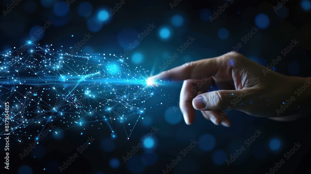 Poster hand touching abstract network ,global network connection concept, abstract concept