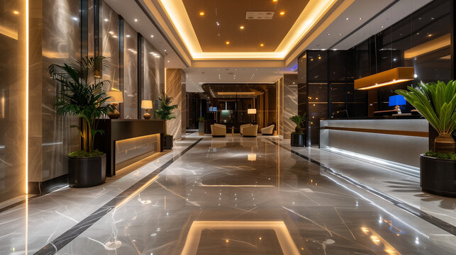 Luxurious hotel reception area