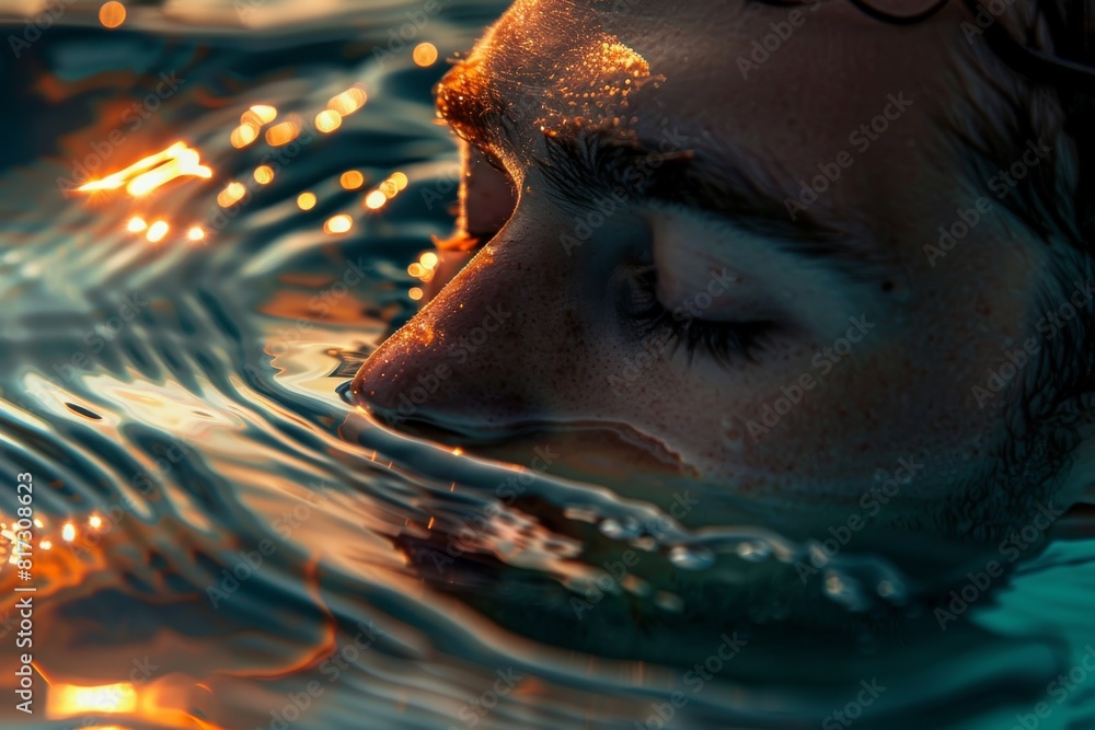 Poster Abstract capture of water surface and light reflections creating a textured visual