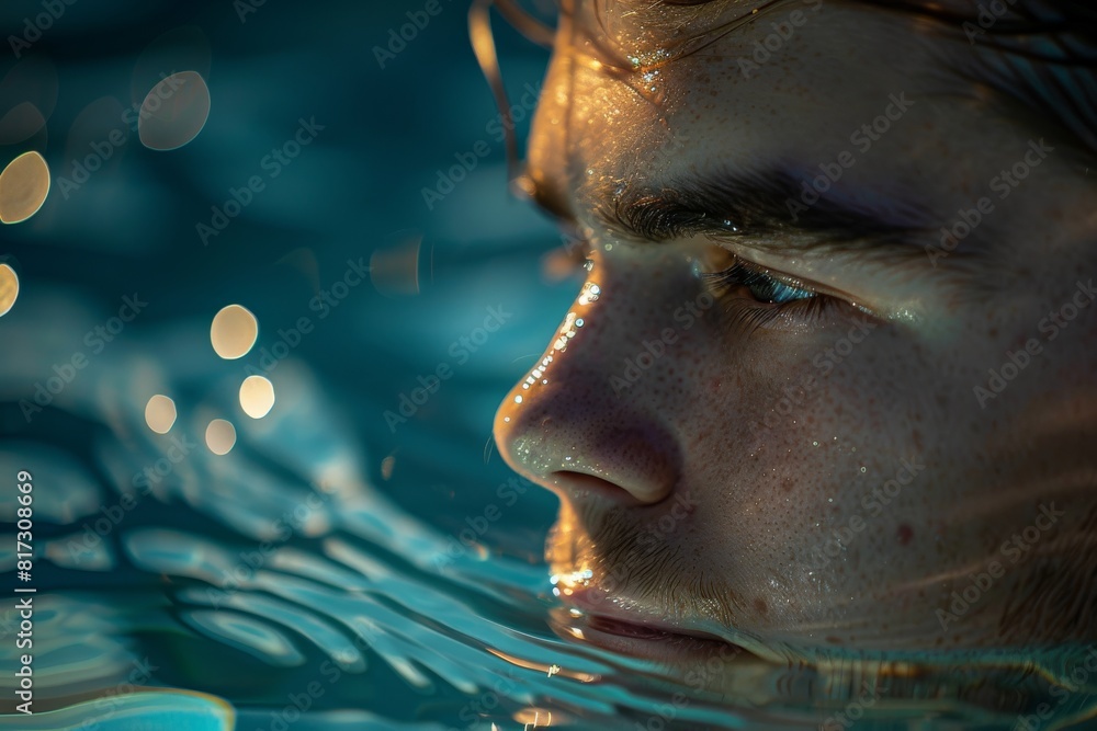 Poster aesthetic image featuring bokeh light effects on water, blurred at one side for artistic expression