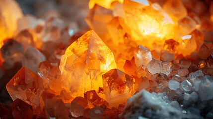 Put warm light behind salt crystals for a glowing backdrop.
