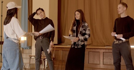 Young talented director of the student theater distributes roles and directs the theatrical production. Acting courses develop skills such as character analysis, stage presence, and collaboration. 