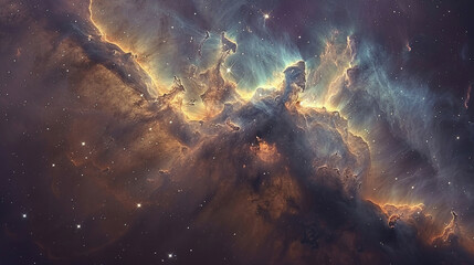 Obraz premium Mystical Photo of a Nebula's Enigmatic Beauty Capturing the Mysteries and Wonders of Deep Space in Stunning Detail