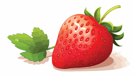 Sweet ripe strawberry on white background 2d flat c