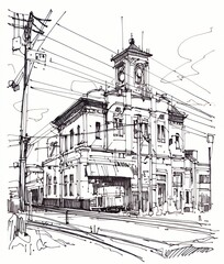 Urban Sketch: Timeworn Firehouse