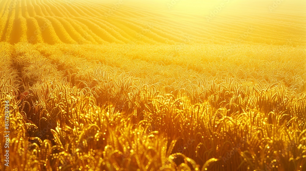 Poster a golden wheat field illuminated by the suns rays, showcasing the ripe crops in their full glory. ge