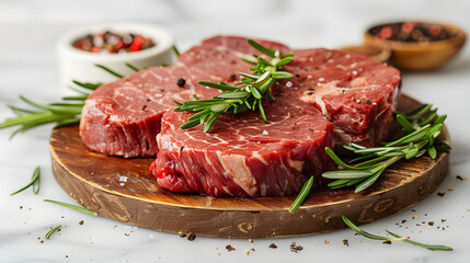 Fototapeta premium Top-quality Raw Beef Steak Placed On A Cutting Board