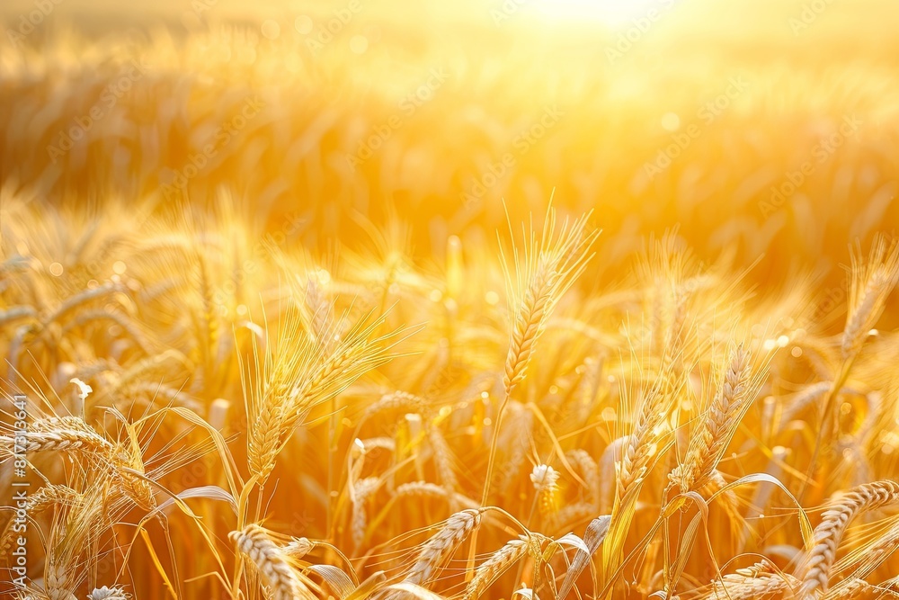 Aufkleber Fields of golden wheat bask in the warm glow of the setting sun. Generative AI