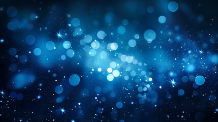 Sparkling Blue Bokeh Lights on a Dark Background