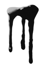 Black glossy oil flowing on white background