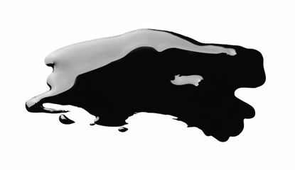Black glossy oil blob isolated on white, top view