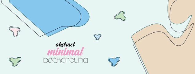 Minimal Hand Drawn Abstract Banner Background Design with Natural and Floral Line Art. Hand Drawn Geometric Pattern Organic Shape Memphis Style Background for Social Media Post Cover Print Wallpaper
