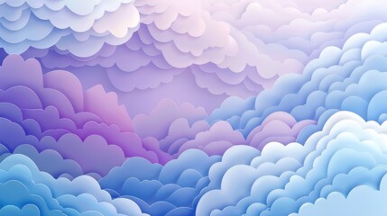 Serene Pastel Blue and Purple Cloud Pattern in Vector Style - A Calming and Aesthetic Design for Various Applications