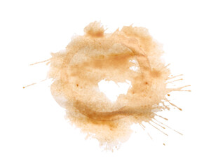 Dried coffee stain isolated on white, top view