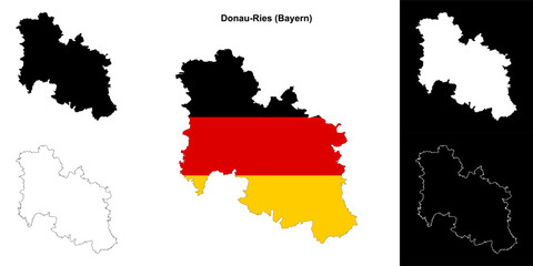 Donau-Ries (Bayern) blank outline map set