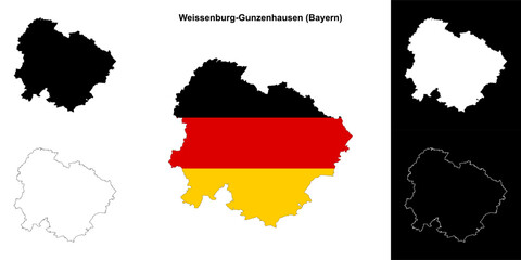 Obraz premium Weissenburg-Gunzenhausen (Bayern) blank outline map set