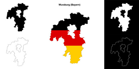 Wurzburg (Bayern) blank outline map set