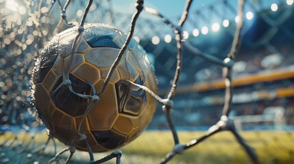 Goal Net Glory: Soccer Ball Rests in the Back of the Net (Victory, Celebration)