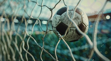 Goal Net Glory: Soccer Ball Rests in the Back of the Net (Victory, Celebration)