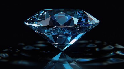A 3D render of a blue diamond on a black background.


