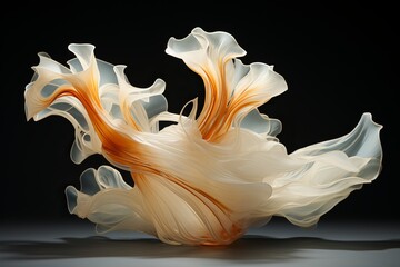 Orange and White Sculpture on Black Background