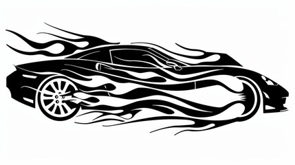 Vector art of a racing flame car sticker or decal for car sides and motorcycle tanks.

