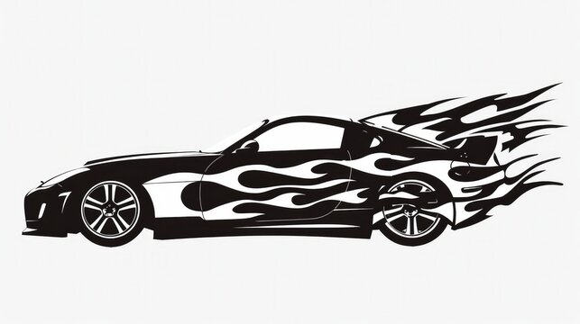 Vector art of a racing flame car sticker or decal for car sides and motorcycle tanks.

