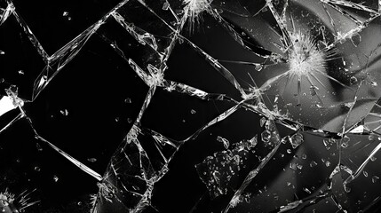 A black and white image of a broken glass.