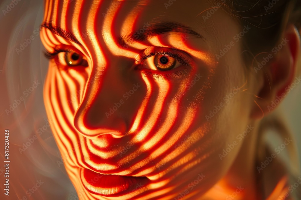 Aufkleber Abstract backdrop with glowing bokeh lights and radiant red tint on the edges
