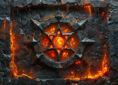 The star of dath is shown in a dark background.