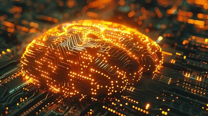 3D rendering of a glowing brain made of tiny lights