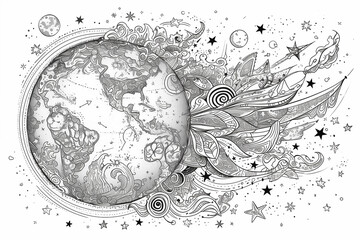 Earth Depicted in Black and White