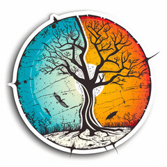 Tree Sticker in Circle