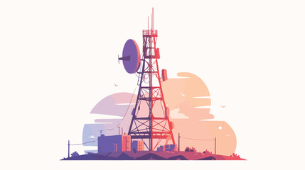 Telecommunication 5g tower radio mast with radar an