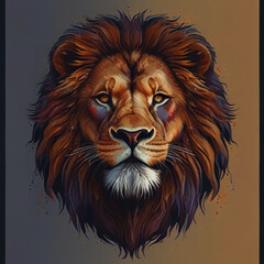 Fototapeta premium black and white lion head with crown design 