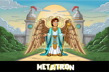 Archangel Metatron Cartoon Character Vector Illustration