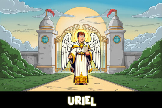 Archangel Uriel Cartoon Character Vector Illustration