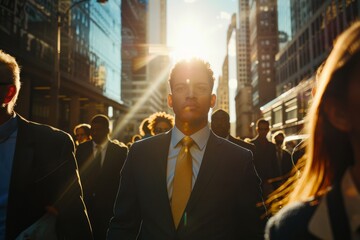 people business crowd America new York street