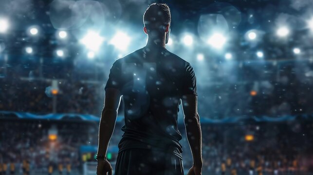 Bathed in Glory: Soccer Hero Soaks Up the Adulation (Dramatic Lighting, Cinematic Sports Photography)
