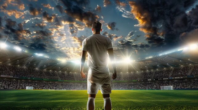 Bathed in Glory: Soccer Hero Soaks Up the Adulation (Dramatic Lighting, Cinematic Sports Photography)